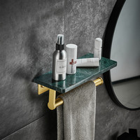 Étagère murale de rangement de luxe moderne en métal doré et marbre vert, capacité 50 kg, pour salle de bain, cuisine, coiffeuse