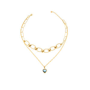 Collar de Moda en Capas, Chapado en Oro, Acero Inoxidable 316L, Colgante de Corazón, Diseño Sostenible - Product Image 1