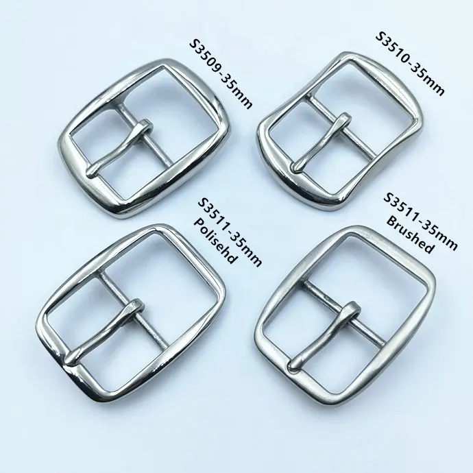 Personalizado Polido Escovado 35mm 40mm Center Bar Quadrado de Aço Inoxidável Belt Pin Buckle 1-1/2 "polegada e 1-3/8" polegada