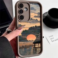 Coque de téléphone portable avec peinture de paysage pour Samsung Galaxy A05s S25 S26 Plus A17, étuis couleur bonbon pour iPhone, coque arrière