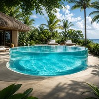 Plaques en plastique transparentes cylindriques en acrylique coulé sur mesure, résistantes à la chaleur et au feu, pour piscines de luxe et jardins.