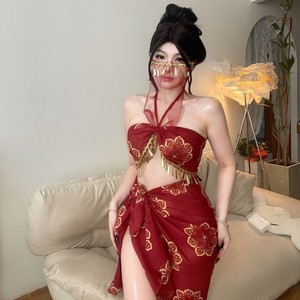 Lingerie Lemon Story, ensemble sexy à fente haute, style Cheongsam, transparent, style Dunhuang, uniforme 8459 - Product Image 4