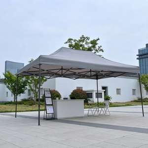 Tente publicitaire personnalisée avec logo 3x4,5m, auvent pliable, cadre couleur café, système anti-accumulation d'eau, imperméable - Product Image 1