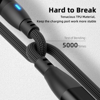 540 degrés Type C données téléphones mobiles 100W chargeur 3 en 1 fonction 9pin Charge rapide câble de charge rotatif magnétique