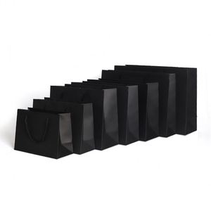 LH Recyclable Eco-Friendly Black Kraft Paper <b>Bags</b> with Custom Logo and Screen Printing for Bakery Use - Product Image 1