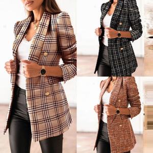 Blazer Élégant pour Femme <span class=keywords><strong>en</strong></span> Tweed à Carreaux <span class=keywords><strong>Pied</strong></span>-<span class=keywords><strong>de</strong></span>-<span class=keywords><strong>Poule</strong></span> – Veste <span class=keywords><strong>de</strong></span> Costume Chic pour le Bureau <span class=keywords><strong>et</strong></span> le Travail - Product Image 2