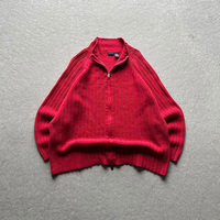 OEM Maßgeschneiderter Flanell-Sweater mit Reißverschluss, Atmungsaktiv, Geripptes Vintage-Design, Street Hip-Hop-Stil, 100% Baumwolle, Herrenmodell