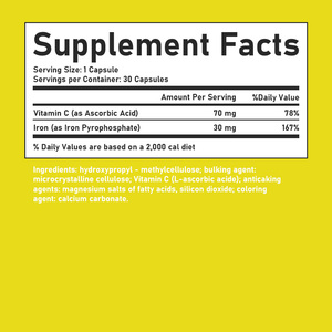 Top Seller Iron <b>Supplement</b> Capsules with Iron Energy Maintenance and Iron Content Support Vitamin C Capsules - Product Image 2