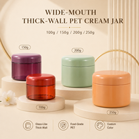 Pot en PET à paroi épaisse, écologique, pour crème, 100g, 150g, 200g, 250g, avec couvercle bombé à large ouverture, homologué FDA, pour le corps et le visage