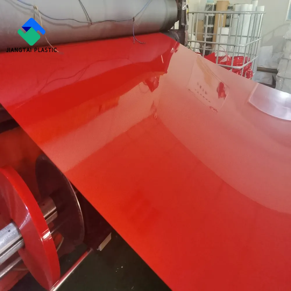 Jiangtai ויניל ספר כיסוי אטום צבע סרט רול אדום PVC דקורטיבי ברור או מבריק pvc גיליון