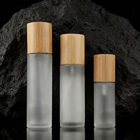 Botol Semprot Perjalanan dari Bambu untuk Kemasan Cairan Esens Emulsi Minyak Atsiri, Botol Kaca Transparan Berlapis Embun