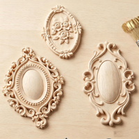 Applique florale ovale en bois massif gravé, écologique, pour porte de meuble, accessoires de mobilier en bois massif écologique
