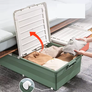 Caja <span class=keywords><strong>de</strong></span> almacenamiento <span class=keywords><strong>de</strong></span> plástico apilable grande <span class=keywords><strong>de</strong></span> diseño moderno con ruedas organizador debajo <span class=keywords><strong>de</strong></span> la cama <span class=keywords><strong>para</strong></span> sábanas <span class=keywords><strong>ropa</strong></span> juguetes Material PP - Product Image 6