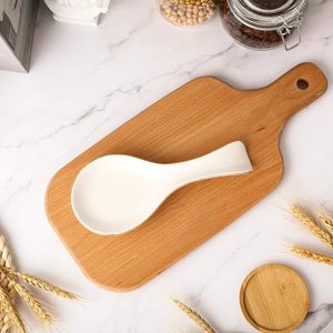 Blanc avec bord doré repose-cuillère en céramique porte-cuillère porte-cuillère pour cuisinière accessoires de bar à café - Product Image 6