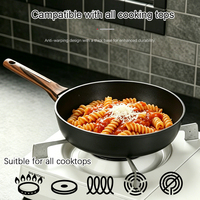 Poêle à frire profonde en aluminium forgé de haute qualité, antiadhésive, avec couvercle, poêle à sauter, marmite, compatible induction, sans PFOA