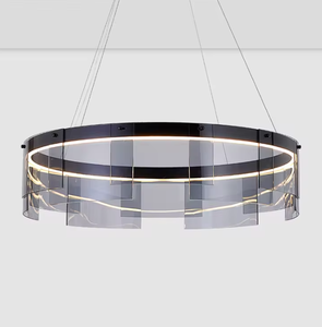 Zeal Lighting Hot Selling Round Fashionable Hotel <b>Light</b> Black Glass Nordic Pendant <b>Light</b> - Product Image 1