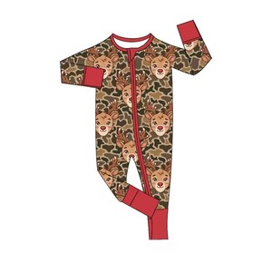 Pijama de una pieza para recién nacido con estampado de Papá Noel y renos, camuflaje, con cremallera. - Product Image 2