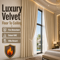 Cortinas de Terciopelo Eléctricas de Lujo para Hoteles, con Control Motorizado, Ignífugas, Tamaño Personalizado, Venta al por Mayor, Dubái, Emiratos Árabes Unidos, Villas y Resorts