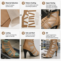 Chaussures de danse latine salsa jazz pour femmes, bottes courtes de danse de salon pour filles, bottes de danse fines à lacets pour femmes