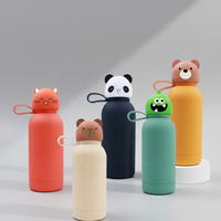 Bouteille d'eau personnalisée pour enfants avec couvercle en silicone en forme de tête d'animal, design de dessin animé, gourde isotherme en acier inoxydable sans BPA pour enfants avec LOGO