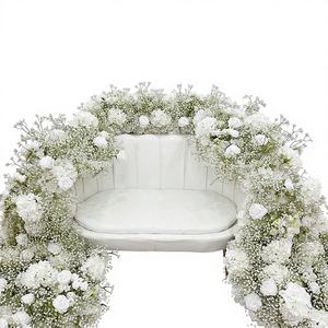 Camino de Mesa de Flores de Rosa Artificial Personalizado SMOOTH, Diseño Asimétrico Roto, Blanco, Opciones de Colores, Tamaño Personalizable - Product Image 1