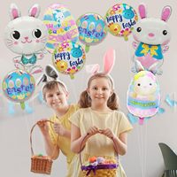 Ballons en aluminium gonflables en forme de lapin, de poulet, de champignon, de film, de tête de lapin, de dessin animé, pour la décoration de fête de Pâques, en gros
