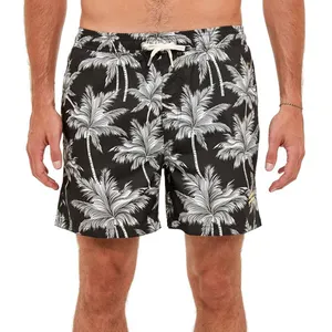 OEM Custom Print Flower Pattern Beach Swim Running Fitness Boardshorts 4 Way Stretch Swim Trunks Swim Shorts