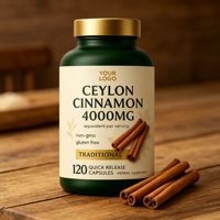 Capsules de cannelle de Ceylan pour adultes OEM 4000 mg avec bienfaits antioxydants, favorise l'énergie, durée de conservation de 18 mois, certifié ISO 9001