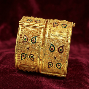 Venta al por mayor brazalete Kada de moda chapado en oro tinte, brazalete Kada tradicional, joyería India llena de oro tinte, brazalete Kada de oro latón. - Product Image 3