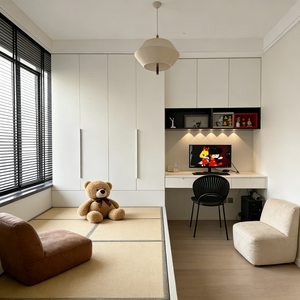 Juego de Dormitorio Infantil Moderno de Madera con Armario Tatami y Sillón para Apartamento y Villa - Product Image 1