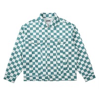 Ensemble en jean à carreaux High Street 2026 pour homme – Tenue décontractée deux pièces surdimensionnée : veste et pantalon streetwear