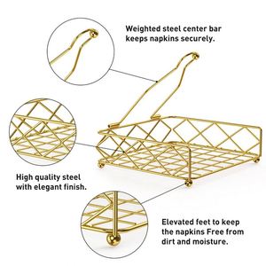 Hot Sell Elegant Luxury Black Metal Steel Square Paper Napkin Holder Stands Napkin <b>Caddy</b> for <b>Table</b> Restaurant - Product Image 3