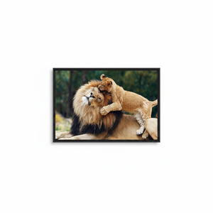 Lion <b>Canvas</b> Print: Wild Animal Tempered Glass Wall Art,BLACK <b>FRAMED</b> <b>CANVAS</b> - Product Image 2