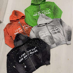 Sudaderas Personalizadas con Bordado, Sudaderas Grises Desgastadas de Algodón Francés de 400 Gsm con Lavado Ácido - Product Image 1