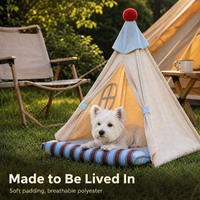 Tente tipi semi-fermée pour animaux de compagnie avec coussin amovible et lavable pour petits chiens et chats