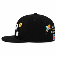 Casquette de baseball unisexe à 6 panneaux, visière plate, broderie 3D en relief motif fleur Cupidon, en coton, style streetwear, imprimé léopard, pour usage quotidien