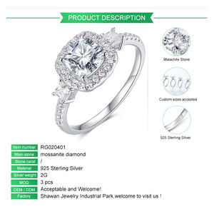 Prenses kesim Halo Moissanite nişan 2CT yüzük kadınlar için 925 ayar gümüş ebedi söz takı - Product Image 6
