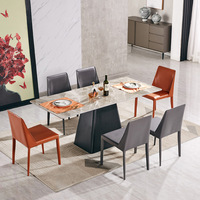 Table à Manger Moderne de Luxe pour Villa, Convertible et Extensible, Plateau en Céramique de Marbre Fritté, Rectangulaire 6 Places