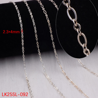 Multi Taille 1 + 3 Chaînes de câble en argent sterling S925 aplati ovale + chaîne de croix à maillons circulaires pour la fabrication de colliers, bracelets et bijoux.