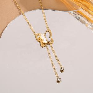 Collier pendentif en acier inoxydable plaqué or 18 carats, style Ins, unisexe, style Europe Amérique, chaîne croisée, bijoux d'anniversaire, vente en gros - Product Image 6