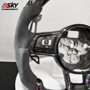 Nuevo volante <span class=keywords><strong>de</strong></span> cuero <span class=keywords><strong>de</strong></span> carbono forjado, ajuste personalizado para Volkswagen R-Series Passat Golf Jetta Tiguan Polo <span class=keywords><strong>Bora</strong></span> Arteon - Product Image 3