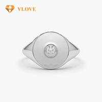 VLOVE cincin berlian alami Pinky Signet, perhiasan mewah 14K emas berlian untuk pasangan