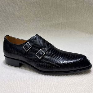 Double-buttoned Business Wedding Suit Square/<b>Pointed</b> Toe Casual Leather Shoes Breathable Anti-Slip Lightweight Patchwork Cowhide - Product Image 6