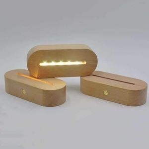Không dây LED Đèn đứng hình bầu dục sồi ánh sáng ban đêm cơ sở bảng đèn gỗ rắn giữ đèn Acrylic ấm đêm Đèn trang trí nội thất - Product Image 4