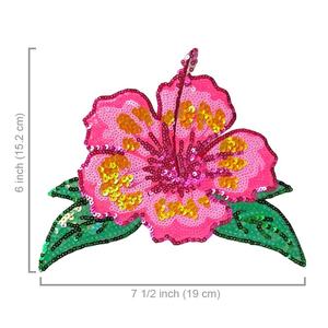Parche de plástico PVC con lentejuelas de hibisco floral para embellecer sombreros - Product Image 4