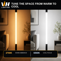 Lampe de sol télescopique en aluminium avec tube LED COB 2700K-6500K, gradation tactile 9W+1W pour projets intérieurs