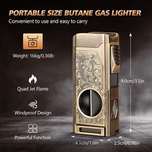 New Cigar Lighter V Cutter With Cigar Triple Flame Cigar Lighters Smoking Accesoires - Product Image 2