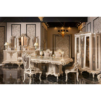 Ensemble de table à manger de luxe en bois massif royal de la turquie 4 chaises ensembles de meubles de salle à manger de restaurant de cuisine