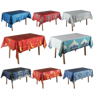 Ramadan Decoration 2025 Mubarak Middle Eastern Islamic Blue and <b>Red</b> <b>Tablecloth</b> for Eid Al-Fitr Table Decoration - Product Image 2