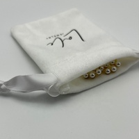 Sac à cordon en velours blanc personnalisé avec logo imprimé, petit sac cadeau pour bijoux, pochette pour bague, boucles d'oreilles, bracelet, emballages, sacs, pochettes